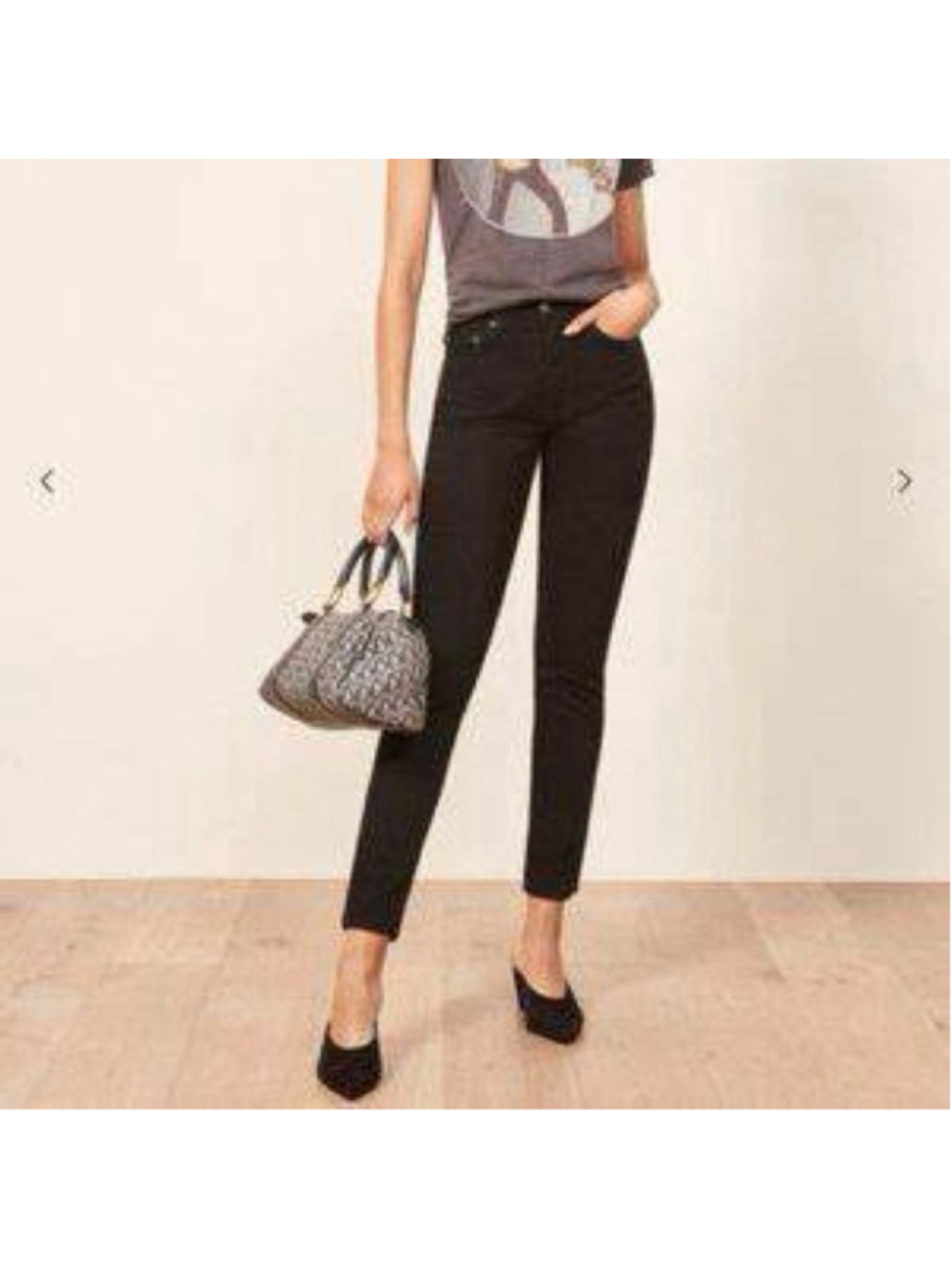 Reformation Melissa High & Skinny Distressed High Rise Jeans black raw hem sz 27